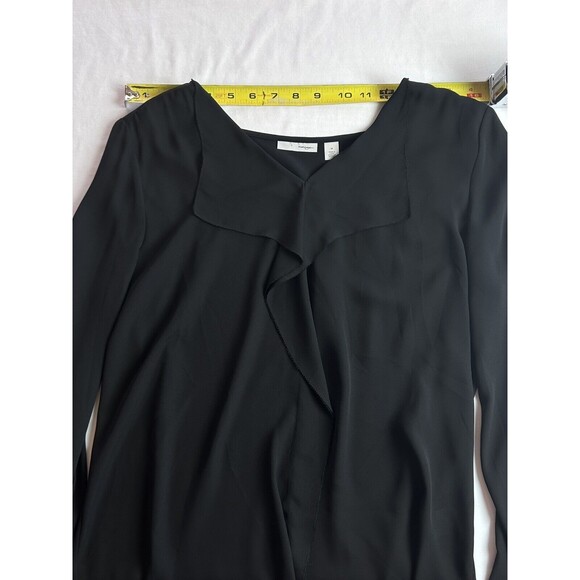 Halogen Womens Long Sleeve Ruffle Neck Size Med Black Shirt - Picture 8 of 10